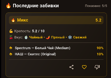 История забивок TabakLab